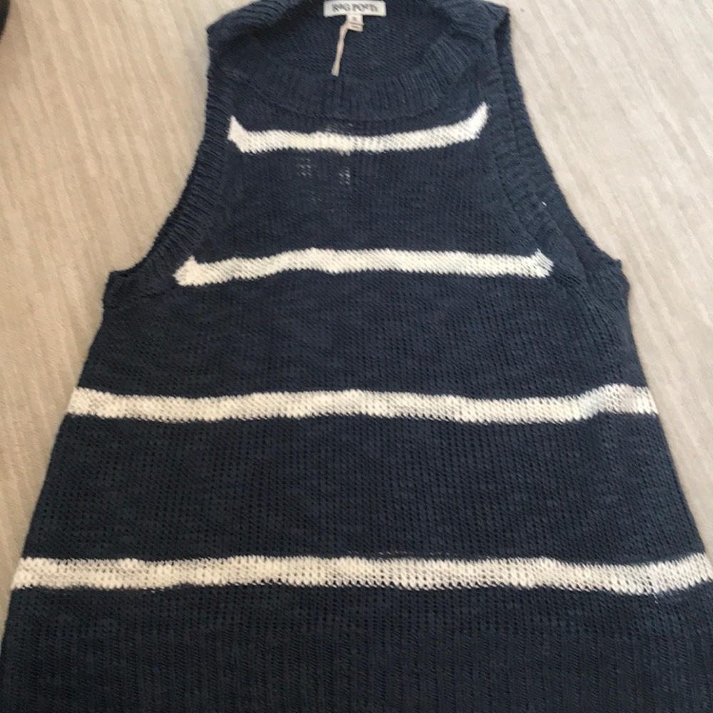 Navy and white stripe knit tank